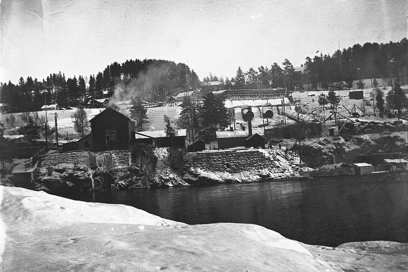 Bygging av kraftstasjonen Tinfos II, 1910. Foto.