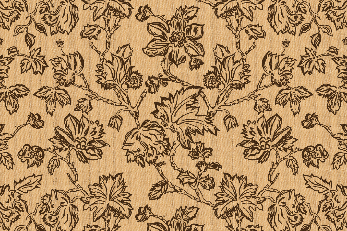 Tekstil fra Hjula Væveri med blomster i naturfarger 