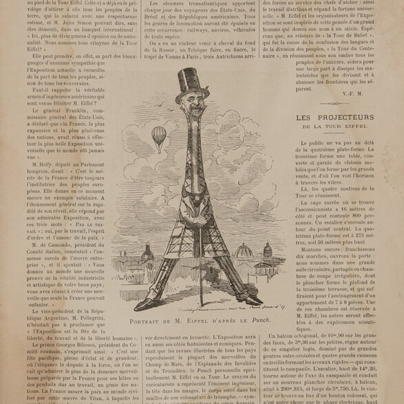 Karikaturtegning av Gustave Eiffel