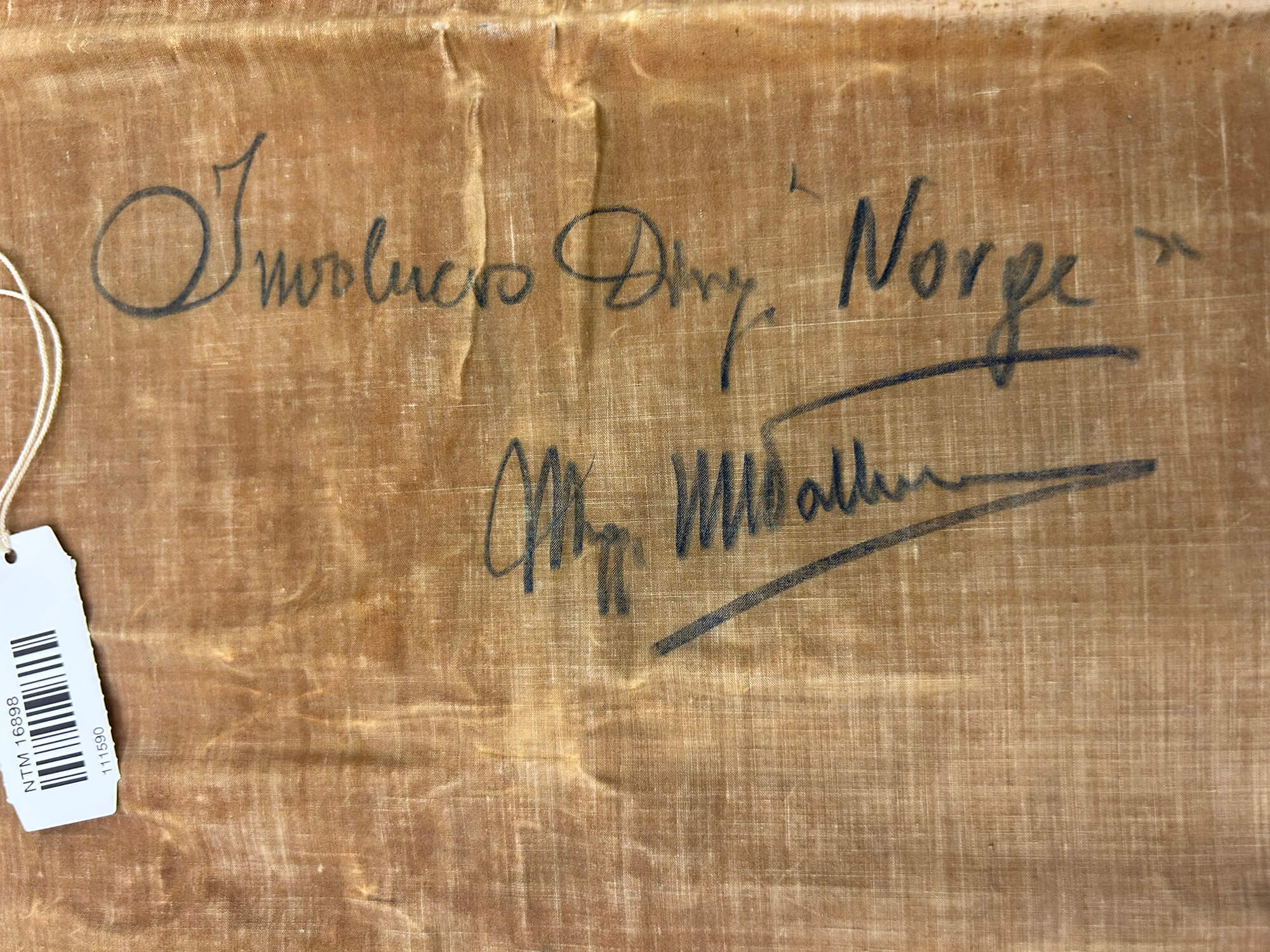 en dukprøve i oljet silke fra ballongen til luftskipet norge
