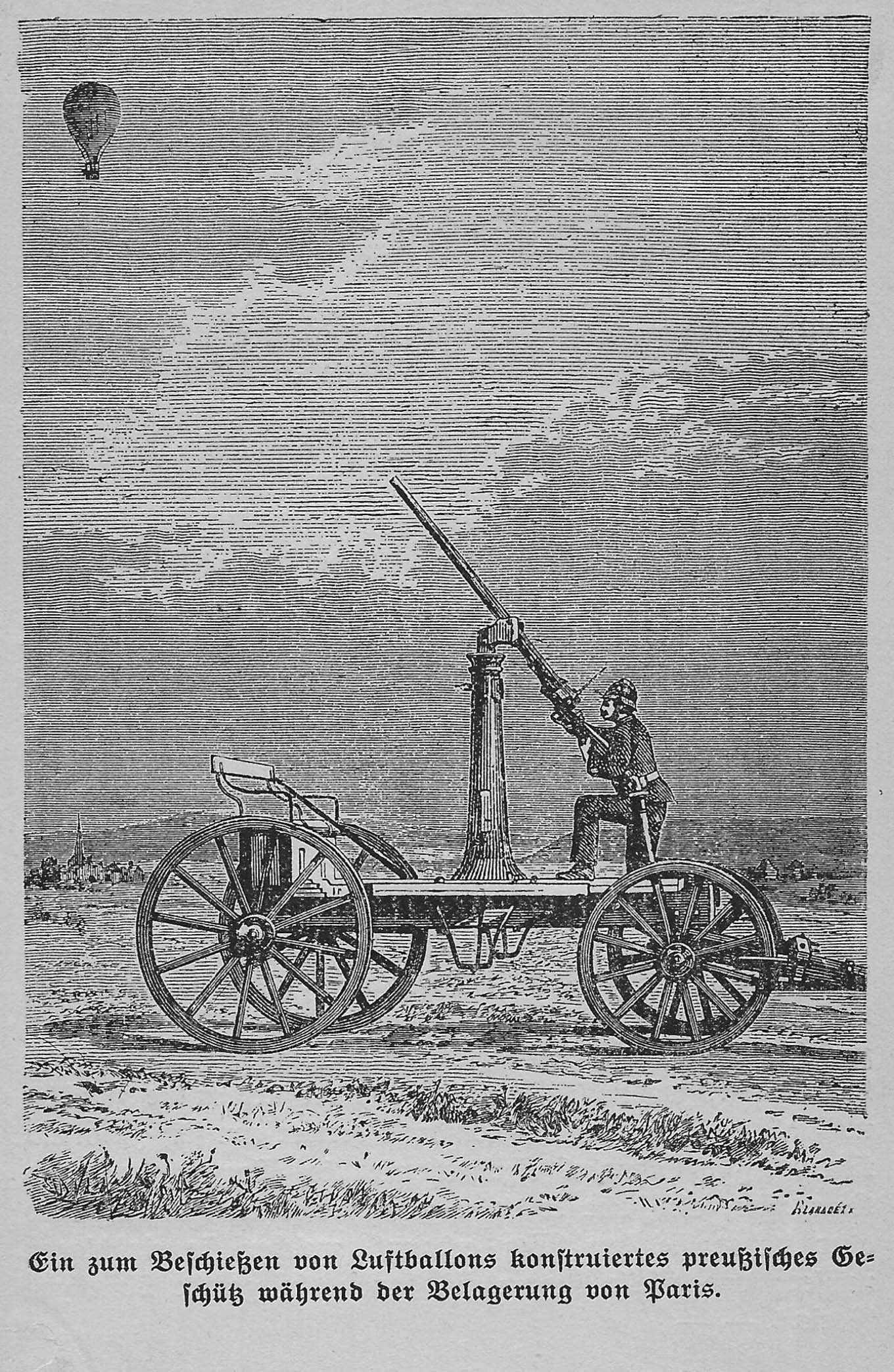 Drawing of a weapon that will shoot down hot air balloons