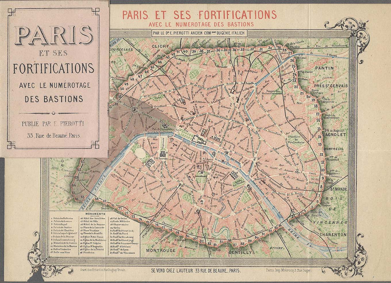 Map of Paris with defenses