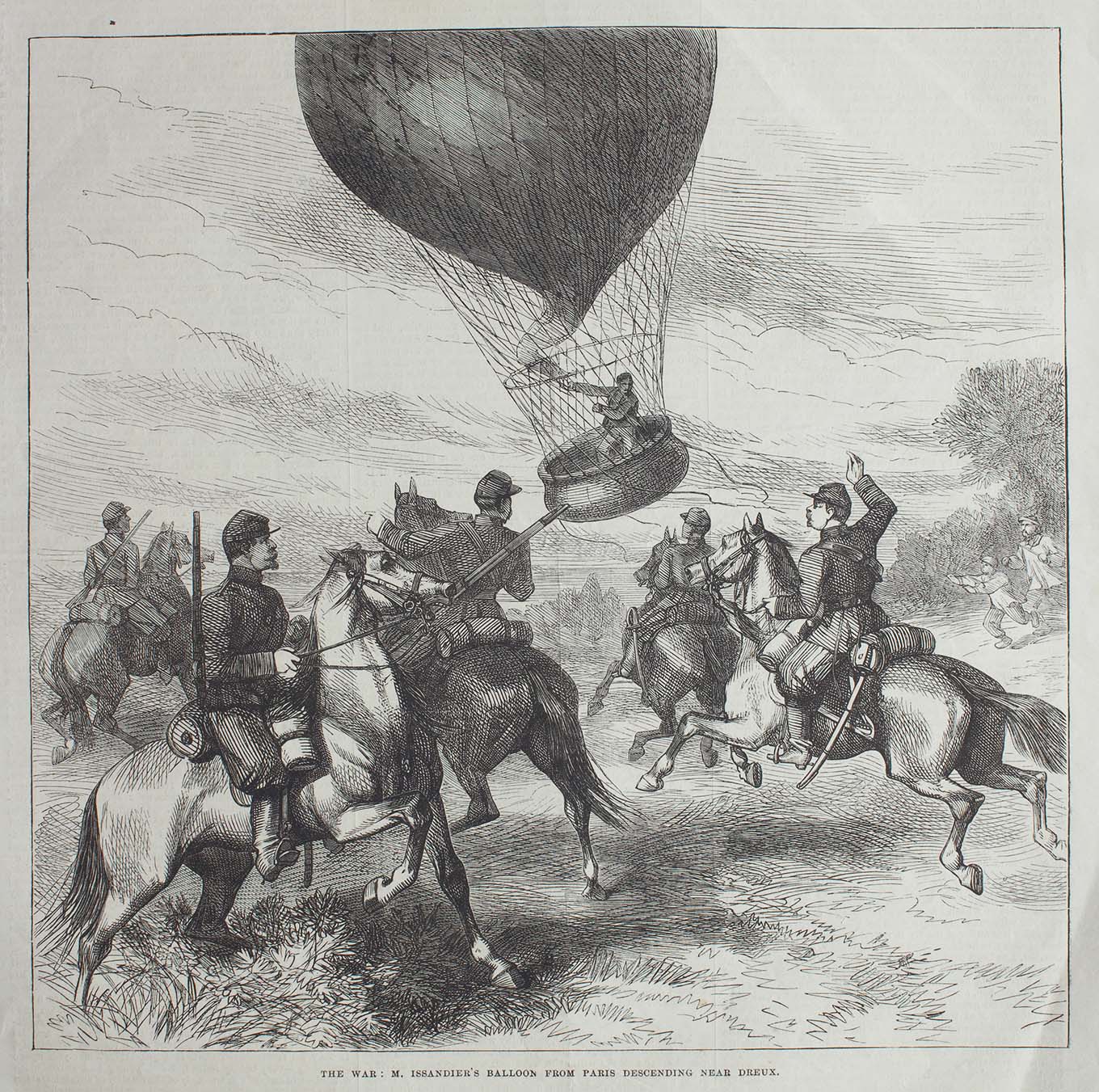 drawing of attack on hot air balloon