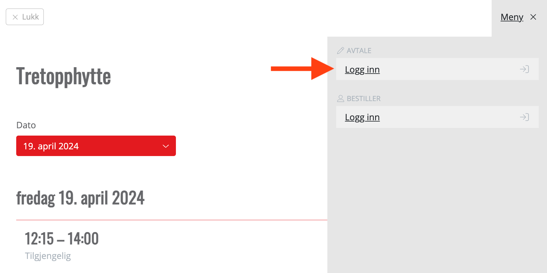 Trinn 2: Trykk på «Logg inn» under «Avtale»