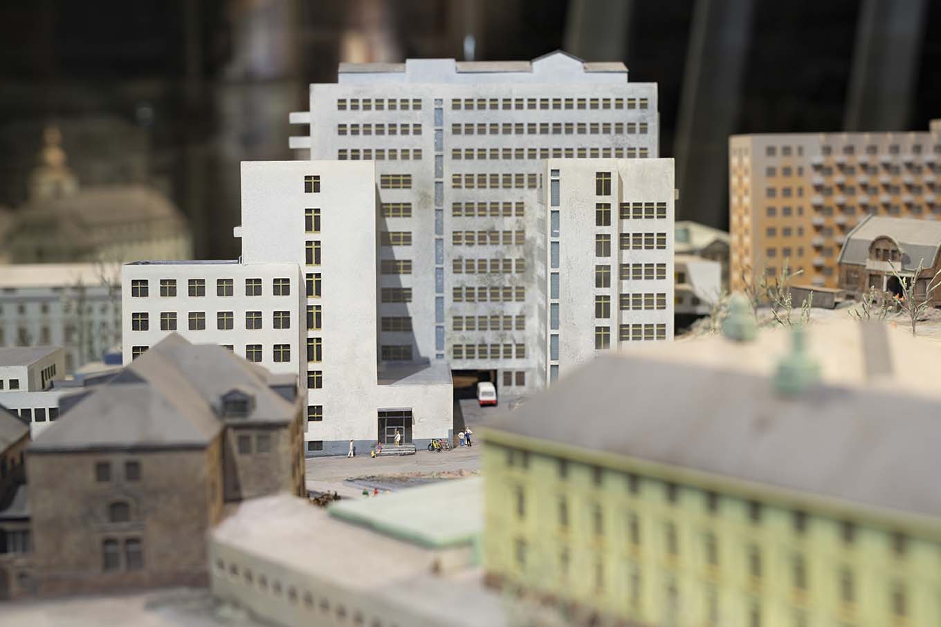 Modell av gamle Rikshospitalet. Foto fra utstillingen.