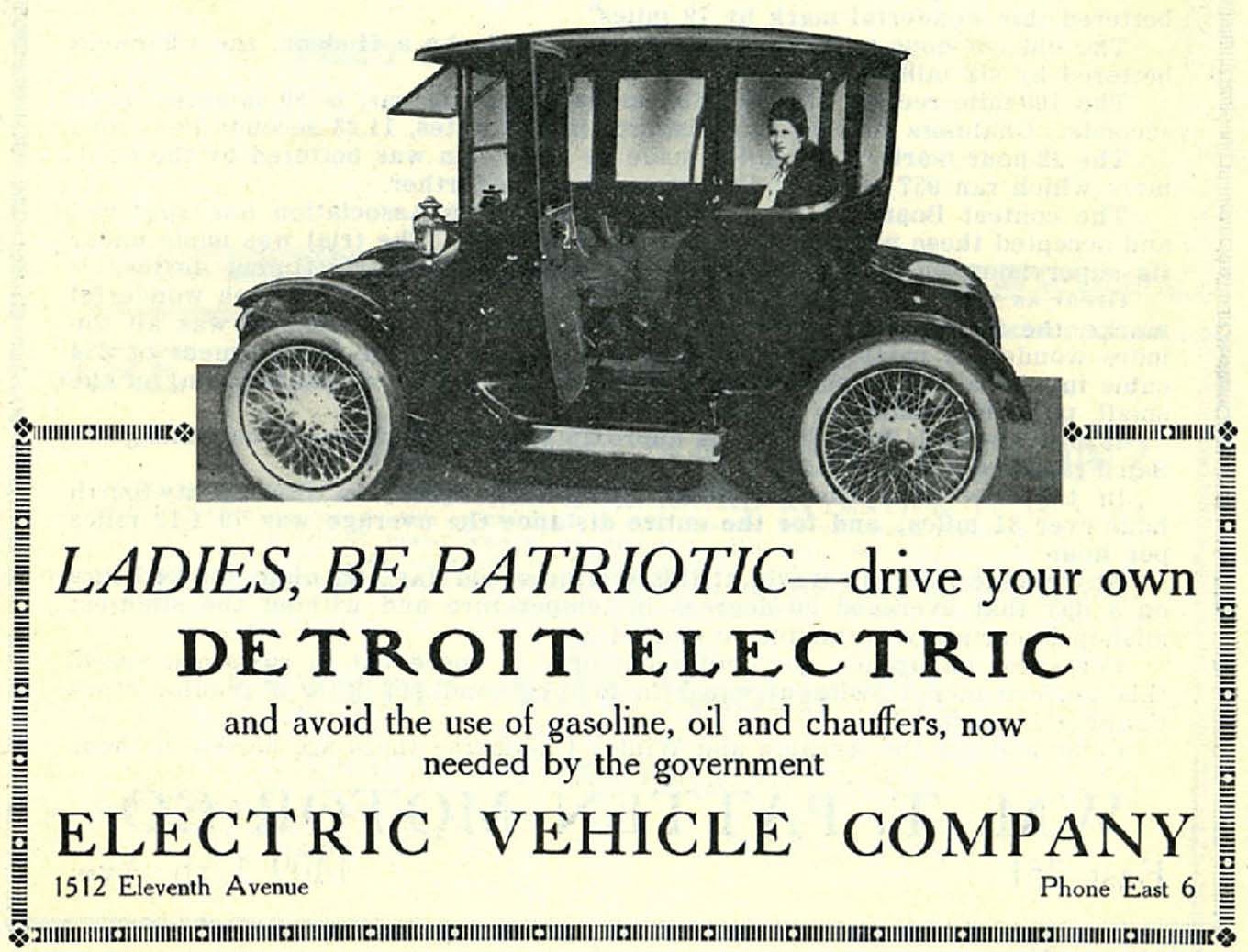 Facsimile of car advertisement for electric car
