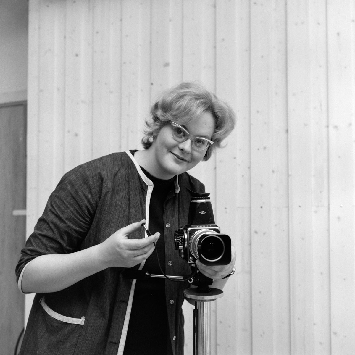 photographer with medium format camera