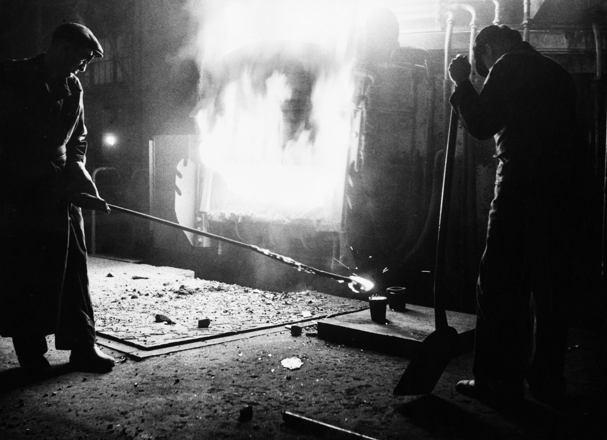 workers working in smelting plant