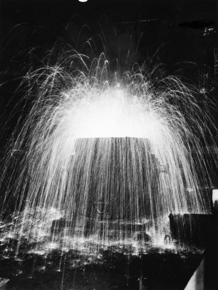 crackling from a massive cast iron pot