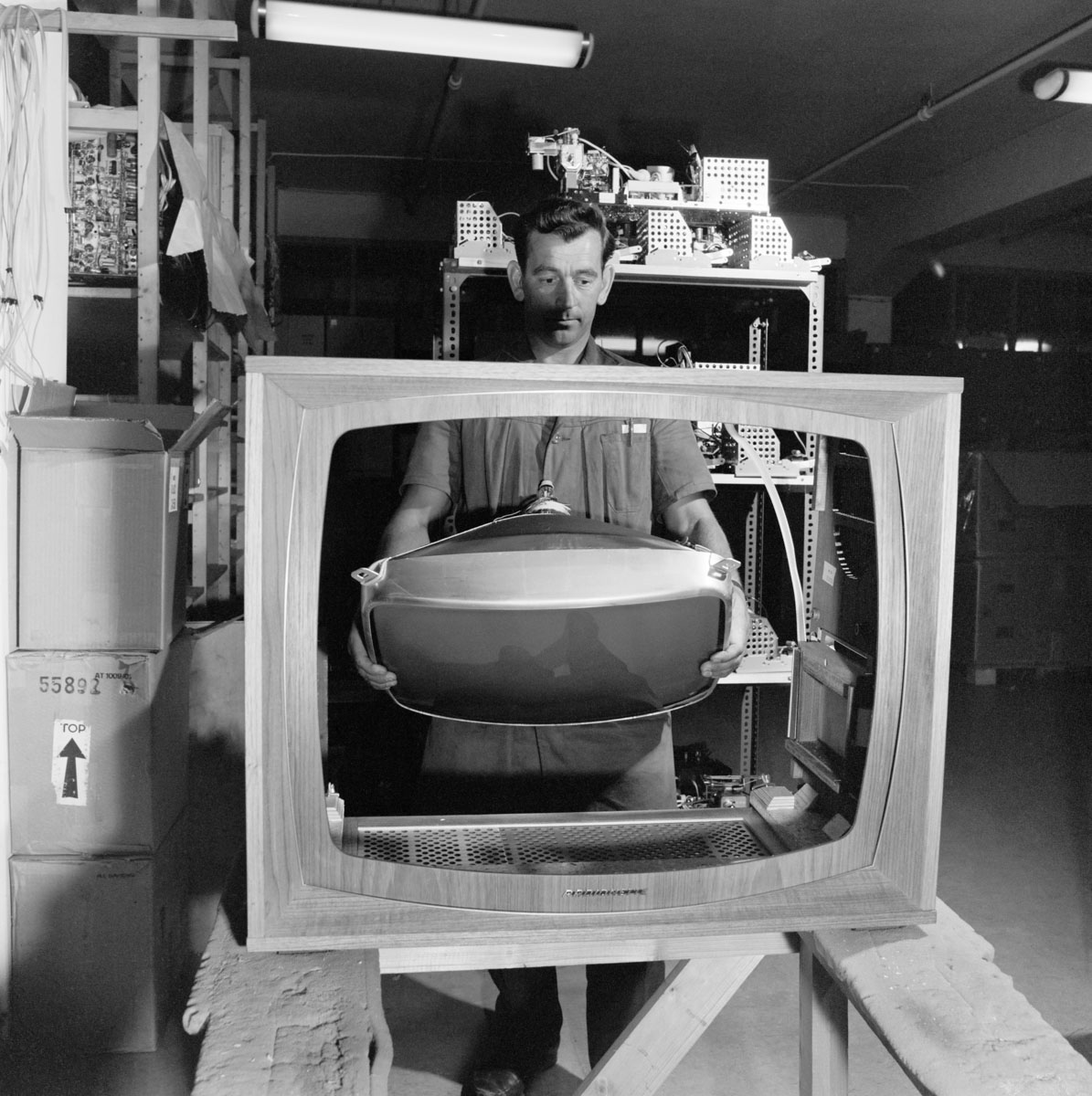 assembling an old TV