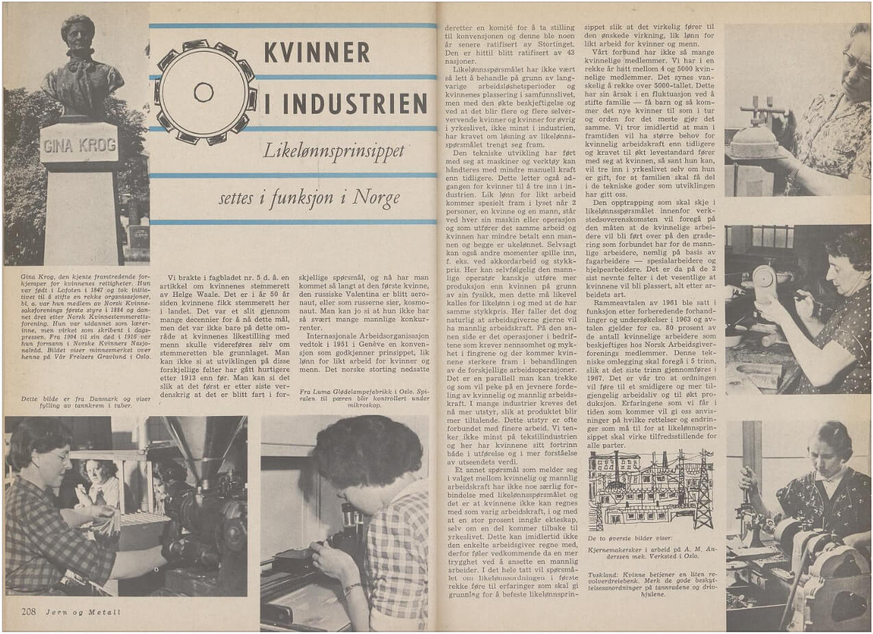 page from article about women in industrial work