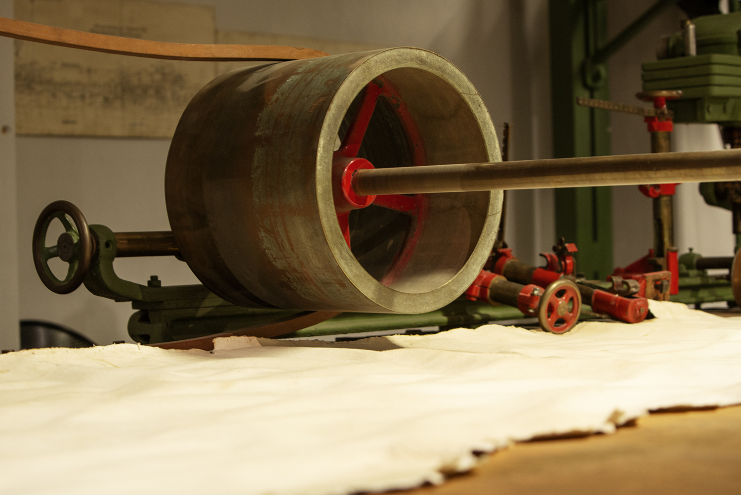 Close-up of paper machine