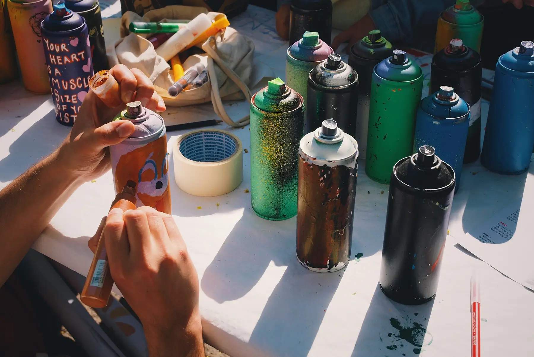 resirkulering workshop med spraybokser