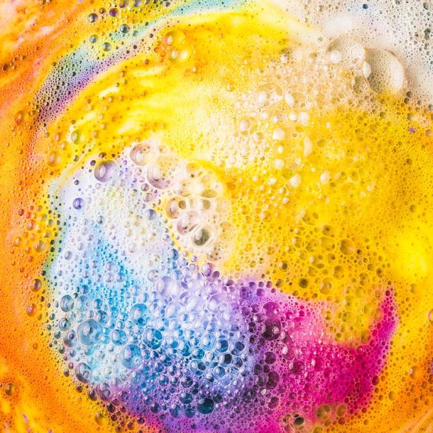 Effervescent foam in different colours. Photo