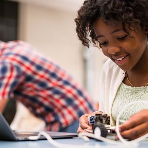 photo of girl programming