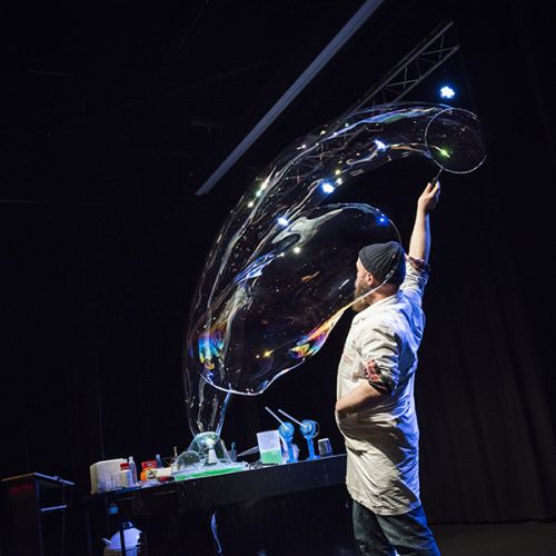 Science show with flames