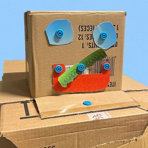 a robot made of cardboard