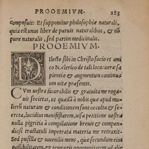 Detaljer fra en moderne tekst skrevet av en munk  fra den antikken boken Problemata Aristotelis