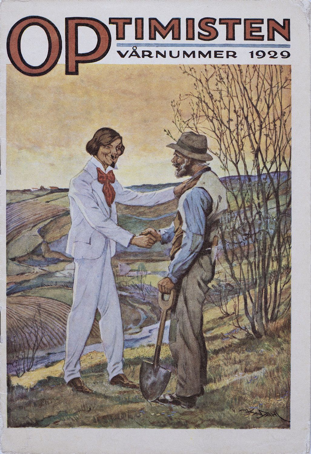 Cover of Optimisten spring issue 1929 from Alf Bjercke