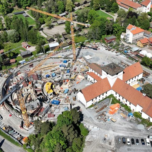 Bygging av Vikingtidsmuseet sett ovenfra
