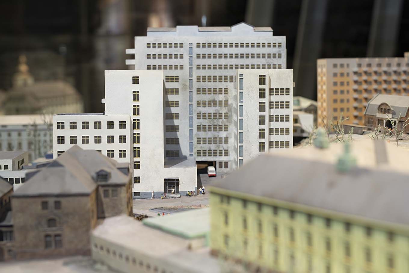 Modell av gamle Rikshospitalet. Foto fra utstillingen.