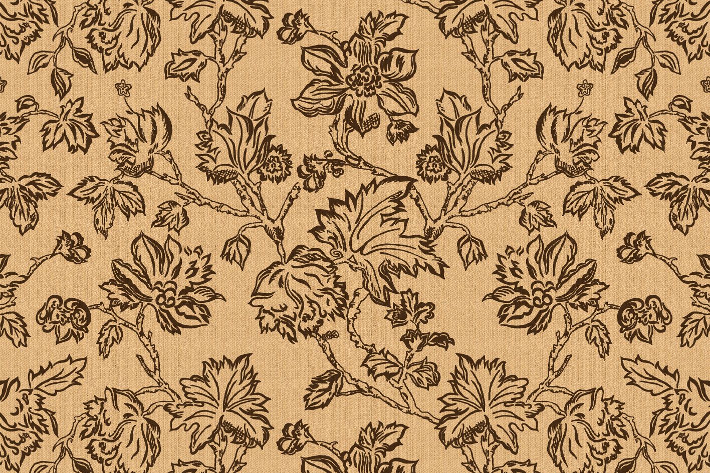 Tekstil fra Hjula Væveri med blomster i naturfarger 